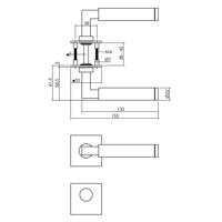 Deurkruk Baustil vastdraaibaar geveerd op vierkante magneet rozet met rondcilinderplaatjes rvs gebor - thumbnail