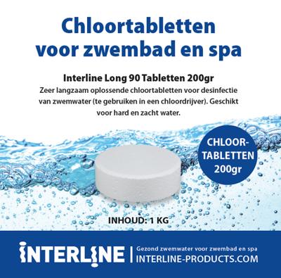 Interline chloortabletten long90 200gram/1kg - thumbnail