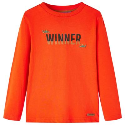 Kindershirt met lange mouwen winner-print 128 felroranje