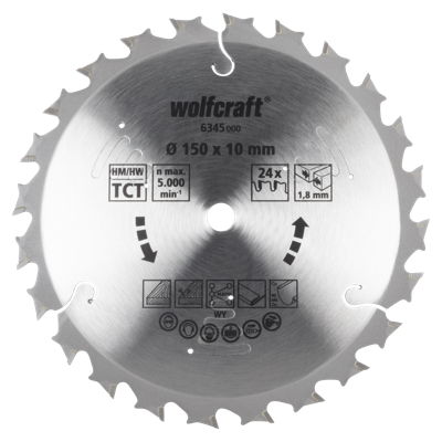 Wolfcraft Handcirkelzaagblad | Voor accu-handcirkelzagen | HM | Ø150 x 10mm | 1 stuk - 6345000