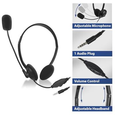 ACT AC9330 On-Ear Headset | Flexibele Microfoon | 3,5mm audio-aansluiting | Zwart | 2 meter