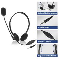 ACT AC9330 On-Ear Headset | Flexibele Microfoon | 3,5mm audio-aansluiting | Zwart | 2 meter - thumbnail