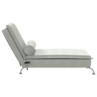 Massage chaise longue met bolster fluweel lichtgrijs - thumbnail