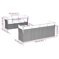 8-delige Loungeset met kussens poly rattan beige - thumbnail