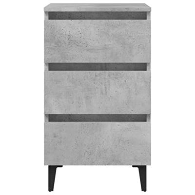 Nachtkastjes 2 st met metalen poten 40x35x69 cm betongrijs