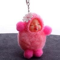 Sleeping Baby Doll Ball Key Chain Car Keyring Holder Bag Pendant Charm Keychain(Pink) - thumbnail