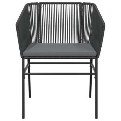 3-delige Tuinset met kussens poly rattan glas zwart