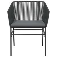 3-delige Tuinset met kussens poly rattan glas zwart - thumbnail