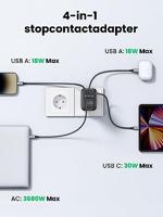 UGREEN Nexode Laadadapter 2990 W USB-A-bus, USB-A-bus, USB-C bus, Randaarde stopcontact Zwart Binnen - thumbnail