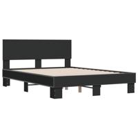 Bedframe LED bewerkt hout metaal zwart 140x190 cm - thumbnail