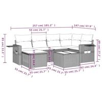 7-delige Loungeset met kussens poly rattan beige - thumbnail