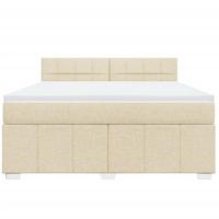 Boxspring met matras stof crèmekleurig 180x200 cm - thumbnail