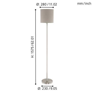 Eglo VloerlampPasteri 28cm nikkel mat met lichtbruine kap - 95167
