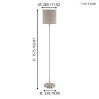 Eglo VloerlampPasteri 28cm nikkel mat met lichtbruine kap - 95167 - thumbnail