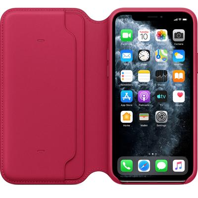 Apple leather Folio case iPhone 11 Pro Raspberry