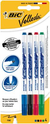 Whiteboardmarker Bic Velleda 1721 rond fijn assorti blister à 4 stuks