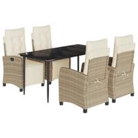 5-delige Tuinset met kussens poly rattan beige - thumbnail