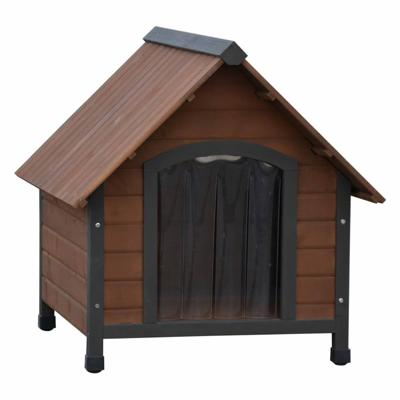 @Pet hondenhok met kunststof flappen rustique 76x76x72 cm bruin