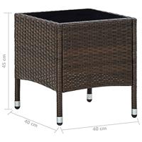 Tuintafel 40x40x45 cm poly rattan bruin - thumbnail