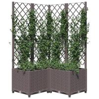 Plantenbak met latwerk 80x80x136 cm polypropeen bruin - thumbnail