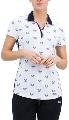 Sjeng Sports sportpolo Brenda wit/blauw/roze