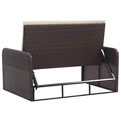 2-delige Loungeset met kussens poly rattan bruin 2-delige Loungeset met kussens poly rattan bruin