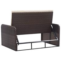2-delige Loungeset met kussens poly rattan bruin - thumbnail