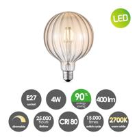 Edison Vintage E27 LED filament lichtbron - Amber - 12.5/12.5/17cm - G125 Global - Vintage LED lamp - Dimbaar - 4W 400lm 2700K - warm wit licht - geschikt voor E27 fitting - thumbnail