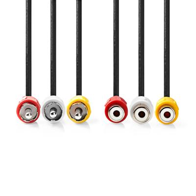Nedis CVGP24305BK20 Composiet Videokabel 3x Rca Male - 3x Rca Female 2,0 M Zwart