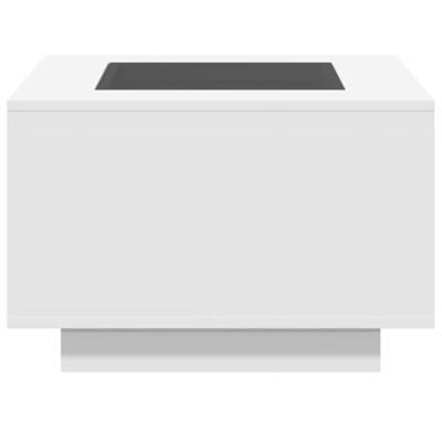 Salontafel met LED 60x60x40 cm bewerkt hout wit