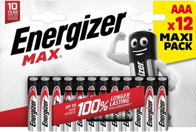 Energizer batterijen Max AAA, blister van 12 stuks Energizer batterijen Max AAA, blister van 12 stuks