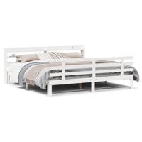 Bedframe met hoofdeinde zonder matras 200x200 cm wit - thumbnail