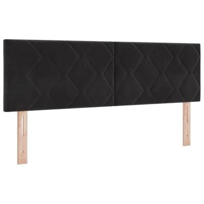 Hoofdbord Wandgemonteerd Geometrisch Zwart 160 cm Fluweel - thumbnail