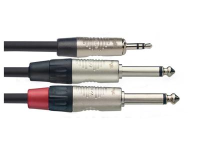 Stagg NYC2/MPS2PR Y-kabel Minijack-2 X Jack Mono