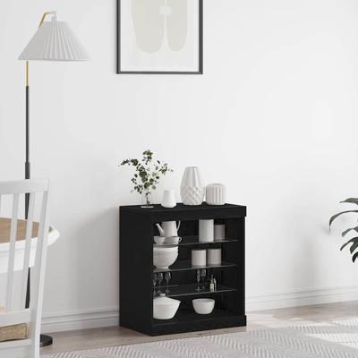 Dressoir Zwart Eiken 60.5 x 37 x 67 cm Bewerkt hout