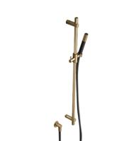 Glijstangset Hotbath Cobber Met Wandaansluitbocht En Handdouche Geborsteld Messing PVD - thumbnail