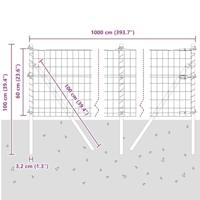 VidaXL Hek met paal zilver 0,6 x 10 m staal en pvc - thumbnail