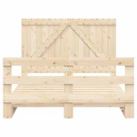 Bedframe met hoofdbord massief grenenhout wit 140x200 cm - thumbnail