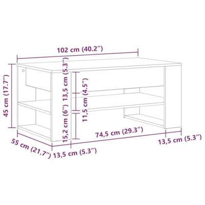 Salontafel artisanaal eikenkleurig 102 x 55 x 45 cm