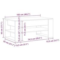 Salontafel Oud hout 102 x 55 x 45 cm Bewerkt hout - thumbnail
