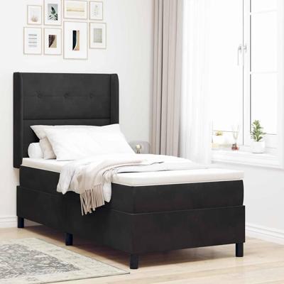 Boxspringbed met matras fluweel zwart 100x200 cm