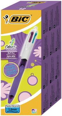 Balpen bic 4kleuren grip fashion m paars Balpen bic 4kleuren grip fashion m paars