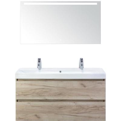Maxx XL Badmeubelset 120 cm - Craft Oak - Wastafel Just Enkel 2 Kraangaten met LED Spiegel