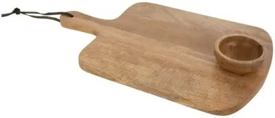 Serveerplank met kom mangohout 43cm