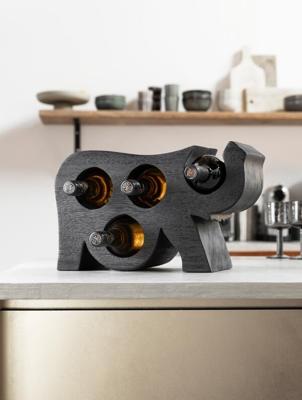 MUST Living Wijnrek 'Elephant' Suarhout, kleur Zwart