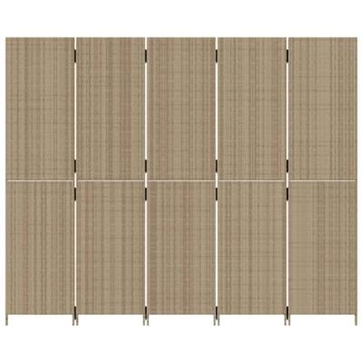 Kamerscherm 5 panelen poly rattan beige