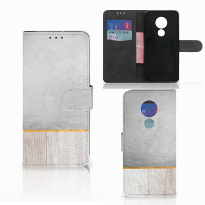 Motorola Moto G7 Power | Book Style Case | Wood Concrete Motorola Moto G7 Power | Book Style Case | Wood Concrete