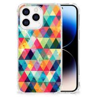 iPhone 14 Pro Doorzichtige Silicone Hoesje Geruit - thumbnail