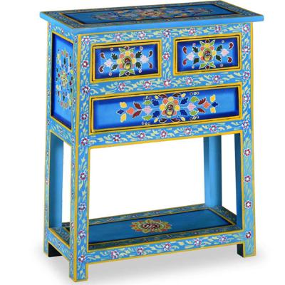 VidaXL Dressoir met lades handgeschilderd massief mangohout turquoise