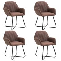 vidaXL Eetkamerstoelen 4 st stof bruin - thumbnail